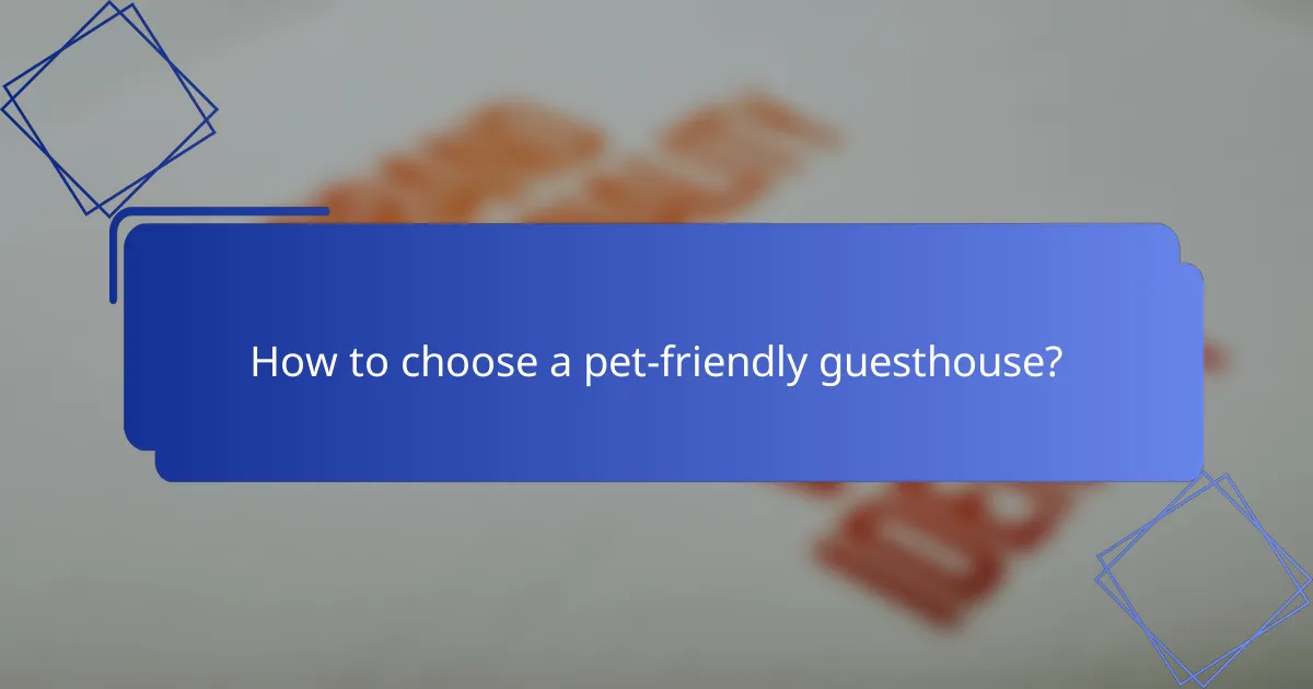 How to choose a pet-friendly guesthouse?