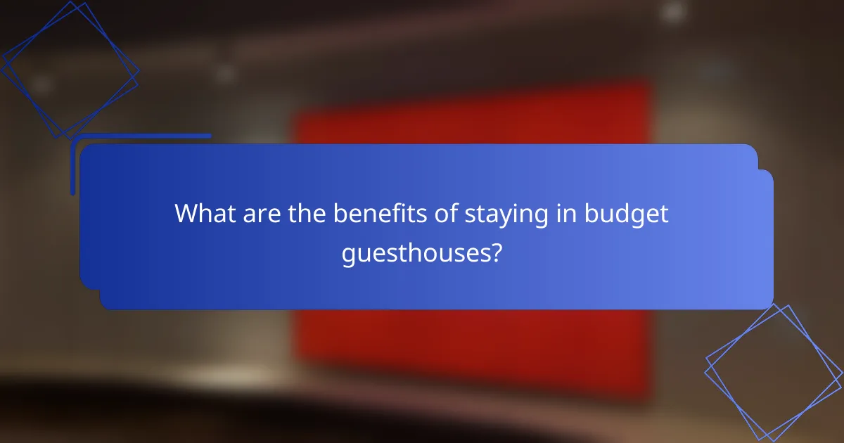 What are the benefits of staying in budget guesthouses?