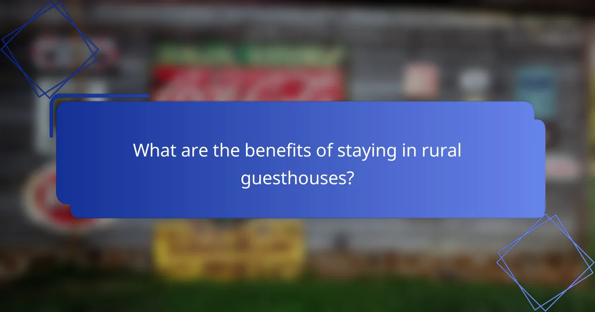 What are the benefits of staying in rural guesthouses?